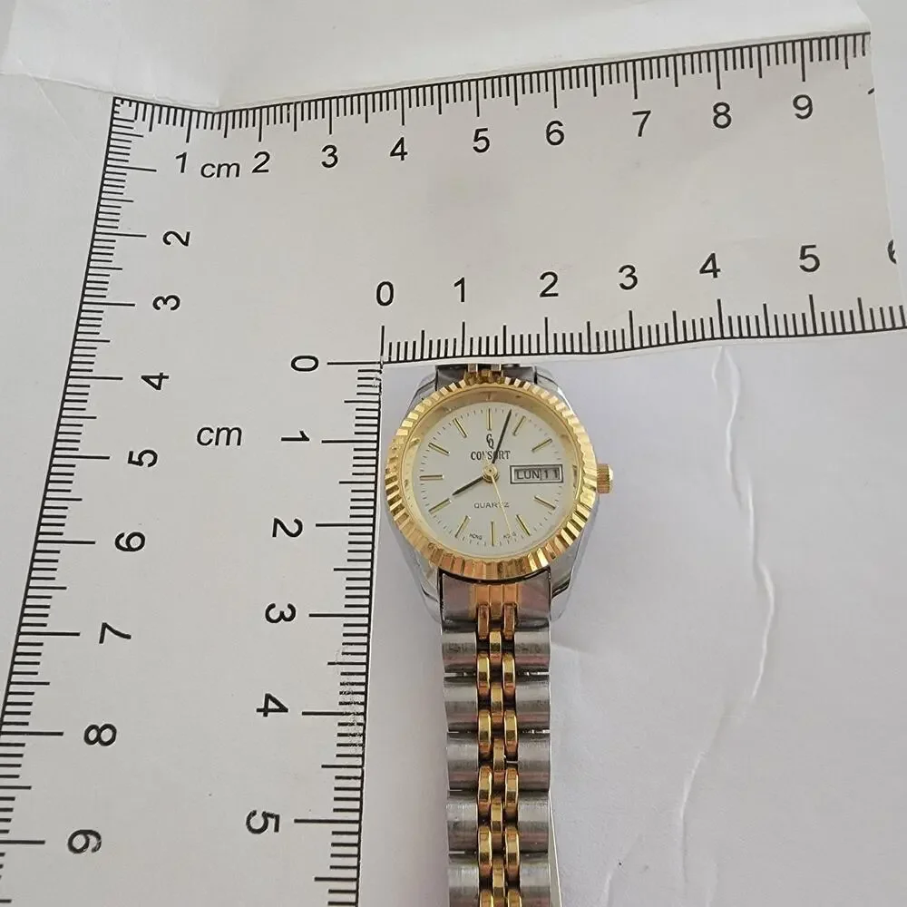 Quintel Womens Watch White Dial Silver Case Stainless Bracelet Quartz Day Date